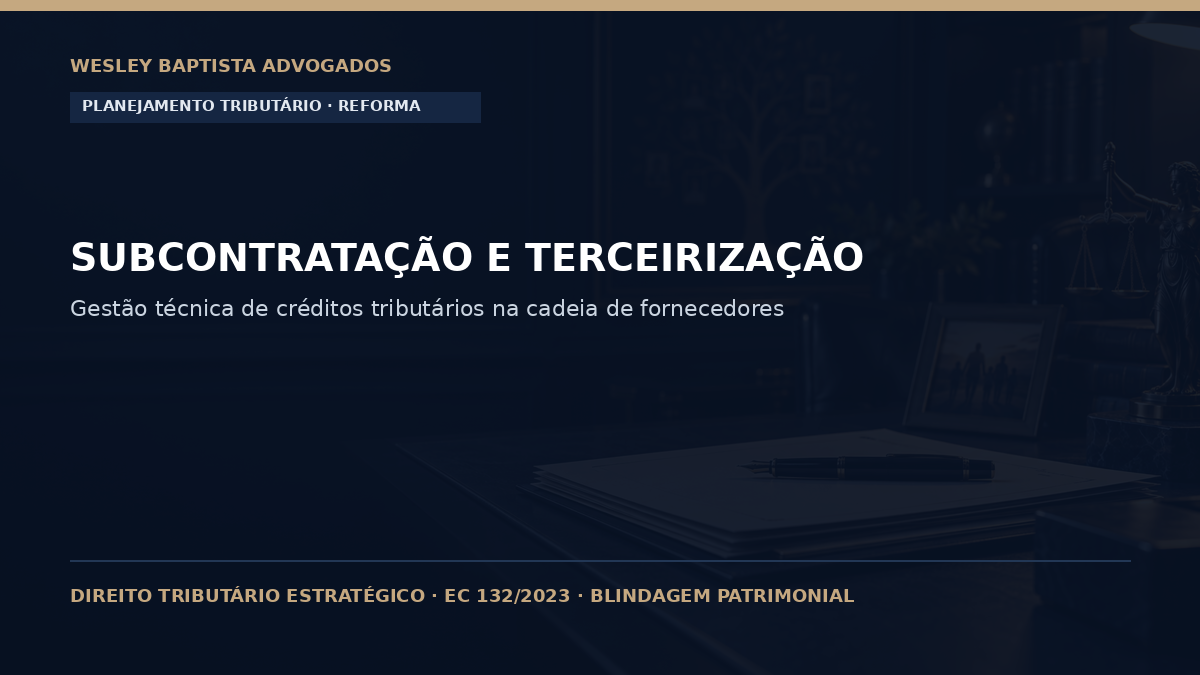Subcontratação e Terceirização após a Reforma: Gestão de Créditos de IBS e CBS